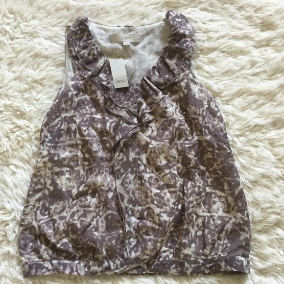 Loft NWT Sleeveless Blouse Ruffled Collar Size XSP - Picture 1 of 7